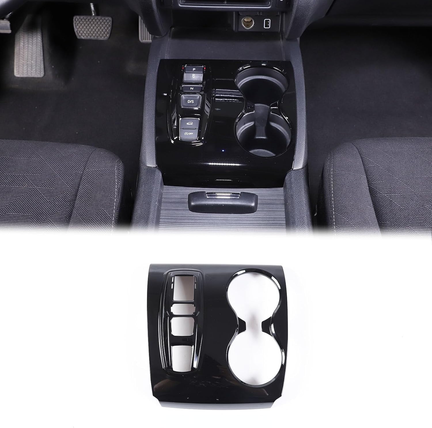 Center Console Gear Shift Panel Cup Holder Cover Trim Compatible with Honda Pilot 2016-2022/ Ridgeline 2020-2023/ Passport 2019-2023 Accessories