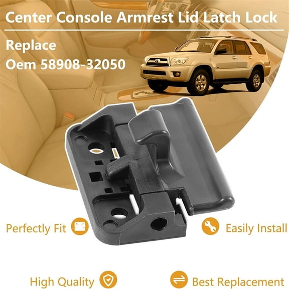 Center Console Lid Latch for Toyota 4Runner Camry Tacoma Lexus ES LX, Replaces 58908-32050, ABS Plastic, 1 Latch