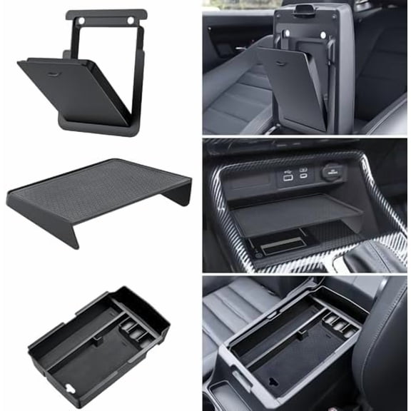Center Console Organizer for 2023-2025 Honda CR-V, Armrest Storage Tray with Magnetic Hidden Organizer Charging Station Caddy, ABS Car Interior Accessories OEM Style Leather Texture-3PCS