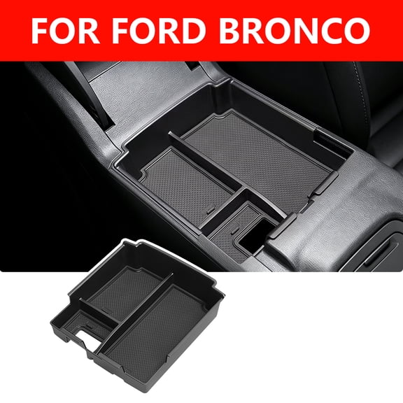 Center Console Organizer for 2025 2026 Ford Bronco 4 Door,Armrest Storage Box with Non-Slip Mat for Bronco Interior Insert Tray Accessories(Not Fit Bronco Sport)