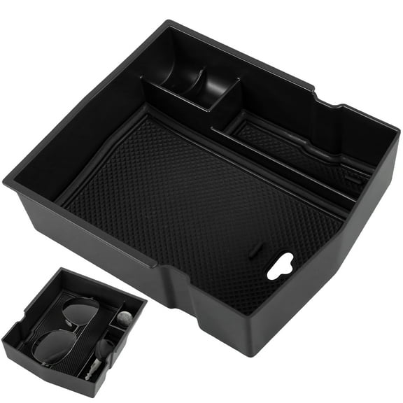 Center Console Organizer Tray Compatible with 2019 to 2024 Car Plastic Car Armrest Insert Storage Tray Interior Accessories Center Console Organizer Storage Box with Cable Hole for Phones