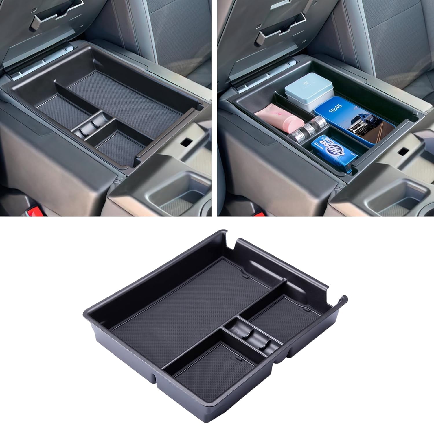 Center Console Organizer Tray Compatible with 2019-2025 2026 Chevrolet Silverado/GMC Sierra 1500, 2020-2026 Silverado/Sierra 2500HD 3500HD, Armrest Storage (Split-Bench Folding Seat ONLY)