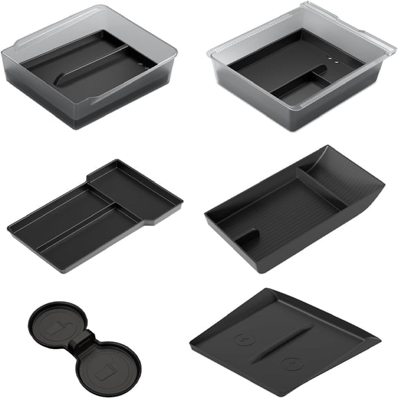 Center Console Organizer Tray for Tesla Model Y Accessories 2026 Tailor-Made, Non-Slip & Wear-Resistant and Easy to Clean] Durable PC+Silicone Center Organizer Set