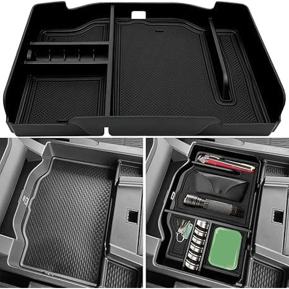 Center Console Organizer fits for Dodge RAM 2026 2025 2024 2023 2022 2021 2020 2019 1500 2500 3500 Accessories Interior Storage Box Armrest Storage Tray (Black)