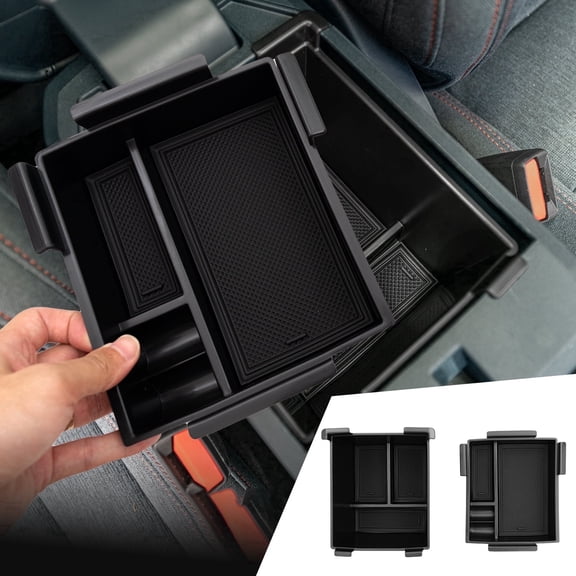 Bomely Center Console Organizer for 2022-2026 Ford Maverick Console Tray ABS Plastic Armrest Storage Box with Silicone Pad
