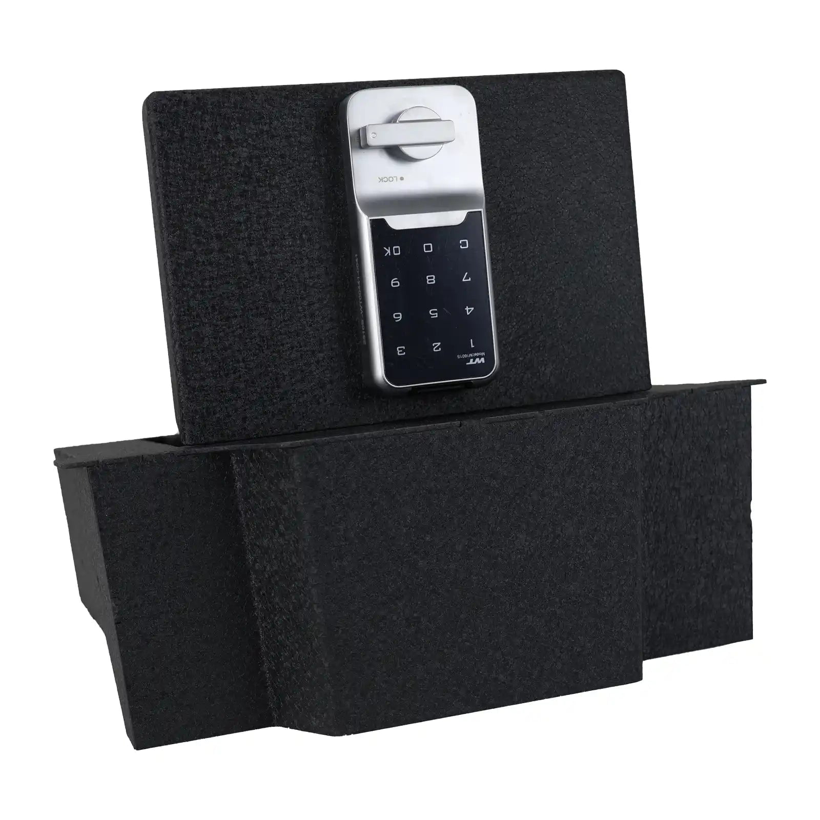 Center Console Safe Gun Safe, WASAI Console Gun Vault Lockbox Compatible with RAM 1500/2500/3500 LARAMI/BIGHORN/POWERWAGON 2019-2024, NOT FIT Cup Holder with Cover, Electronic Keypad Lock.