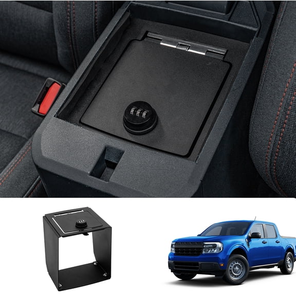 Center Console Safe Lock Box Compatible with 2022-2025 Ford Maverick Armrest Security Organizer Center Console Safe Vault Lockbox with 3 Digit Combo Password for 2024 Maverick Accessories