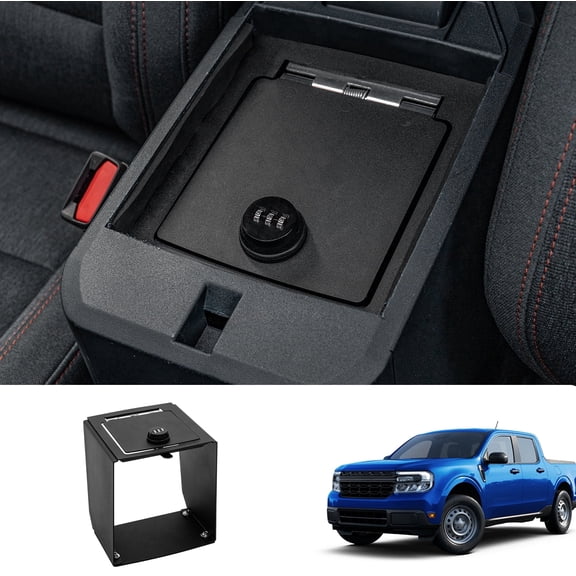 Center Console Safe Lock Box Compatible with 2022-2025 Ford Maverick Armrest Security Organizer Center Console Safe Vault Lockbox with 3 Digit Combo Password for 2024 Maverick Accessories