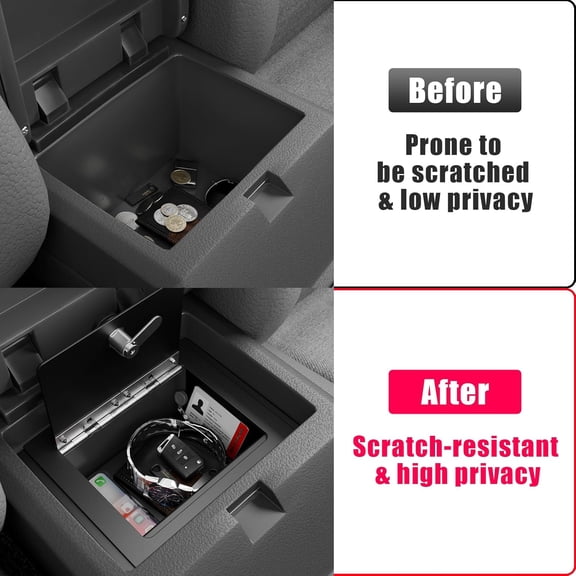Center Console Safe Lock Box Compatible with 2024 2025 2026 Toyota Tacoma Armrest Security Organizer Center Console Safe Vault Lockbox 3 Digit Combination Lock with Key for Tacoma Accessories