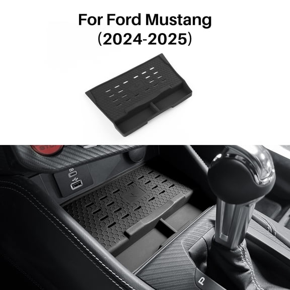 Center Console Wireless Charging Silicone Protective Mat for 2024-2025 Ford Mustang Car Interior Accessories, Black