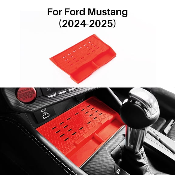 Center Console Wireless Charging Silicone Protective Mat for 2024-2025 Ford Mustang Car Interior Accessories, Red