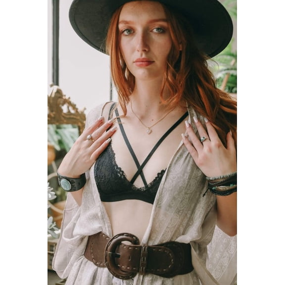 Center Cross Strap Lace Bralette