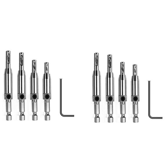 Center Drill Bit Set 10 PCS Self Centering Hinge Core for Woodworking, Door Window Bits