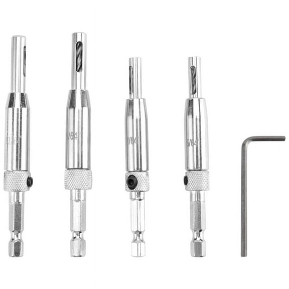 Center Drill Bit Set 5 PCS Self Centering Hinge Core for Woodworking, Door Window Bits