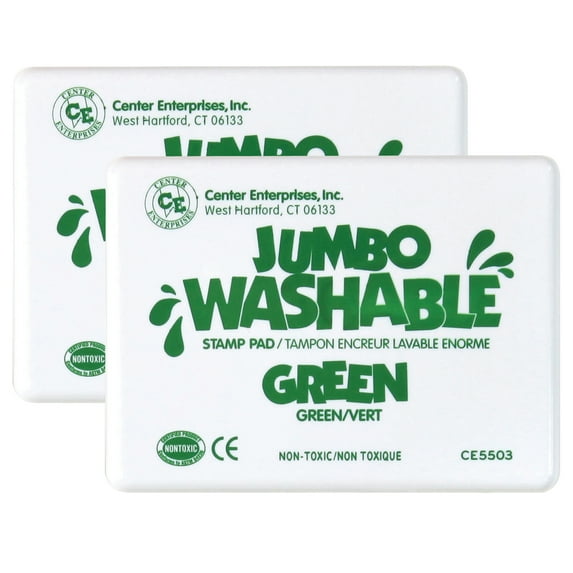 Learning Advantage Ready 2 Learn Jumbo Washable Unscented Stamp Pad Green Pack of 2 CE-5503-2