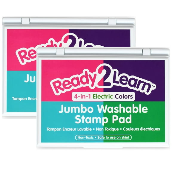 Center Enterprises Ready2Learn Jumbo Washable Stamp Pad 4-in-1 Electric Colors Pack of 2