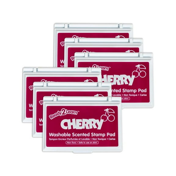 Center Enterprises Ready2Learn Washable Stamp Pad Cherry Scented Dark Red Ink Pack of 6 (CE-10074-6)