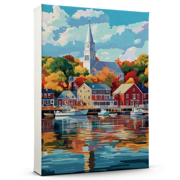 Center Harbor Canvass Vintage, New Hampshire Travel Prints Wall Art, Center Harbor Travel Canvas, New Hampshire Travel Colorful Canvas - 100AZ255