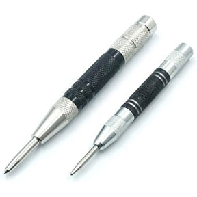 Center Punch - Automatic Super Strong Adjustable Impact, Center Hole Punch Tool, Marker Scriber Spring Loaded Center Hole Punch for Metal or Wood (2 Pcs - 6" and 5")