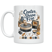 Center Shape Fire Pottery - Potter Enthusiast, 11 oz White Ceramic Coffee Mug