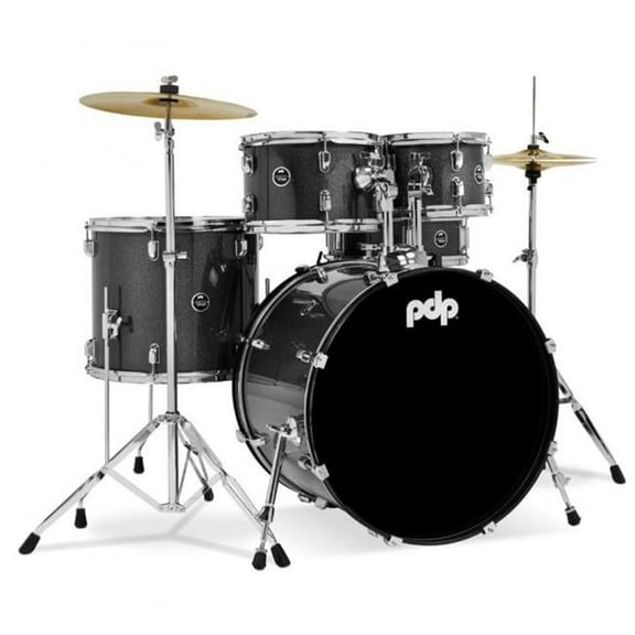 Center Stage Complete Drum Set with Cymbals Throne, Silver Sparkle - 5 Piece