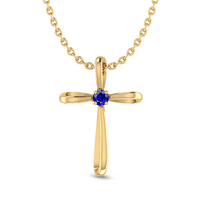 Center Stone Blue Sapphire Gold Plated Cross Pendant Engagement Gift For Cousin || Ali Baba Jewellery