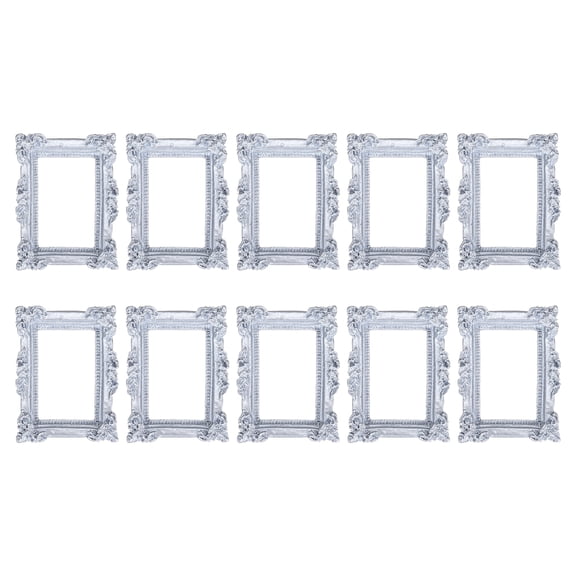 Uxcell 10Pcs Mini Vintage Frames, 1.2x0.8" Mini Tiny Photo Frame Rectangle for DIY Table Top Photography Wedding Christmas Decoration, Gray