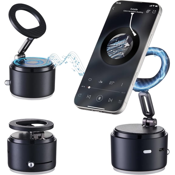 Car phone holder suitable for, with wireless Bluetooth speaker, phone holder high-definition surround sound, suitable for home and outdoor use, with Bluetooth speaker compatible with desktop/