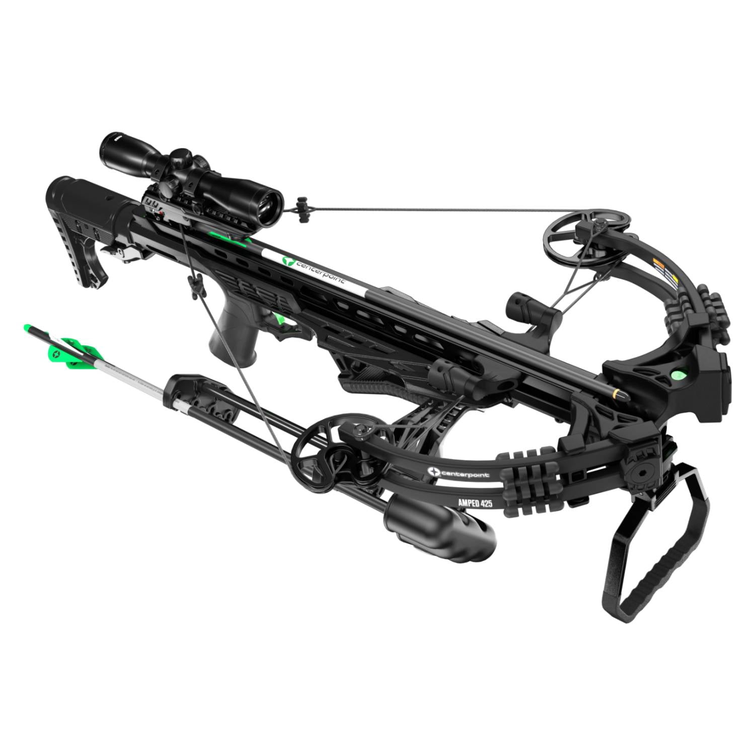 CenterPoint Archery Amped 425 FPS Compound Crossbow with Crossbow Package & Silent Crank (Black)