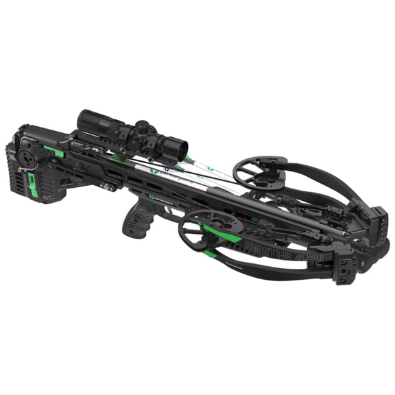 Centerpoint Sinister 430D Crossbow, 430 FPS, Advanced Cam System, 100-Yard Illuminated Scope, Arrows, Field Points, Quiver Included (C0021)
