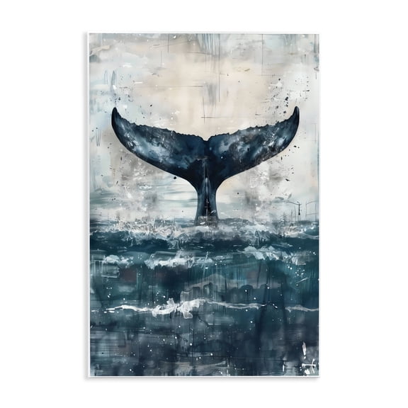 Stupell Industries Centered Distressed Whale Tail Wall Plaque Art, design by LSR Design Studio, 15 x 10