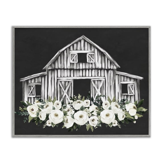 Stupell Industries Centered Floral Farmhouse Gray Framed Giclee Art, design by Lettered and Lined, 16 x 20