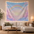 thumbnail image 1 of Centered Pastel Rainbow Above Symmetrical Cloud Layers, Serene Illustration for Sky Lovers, Rainbow Wall Art, Housewarming Gift, Tapestry Wall Hanging for Bedroom and Studio, 1 of 7