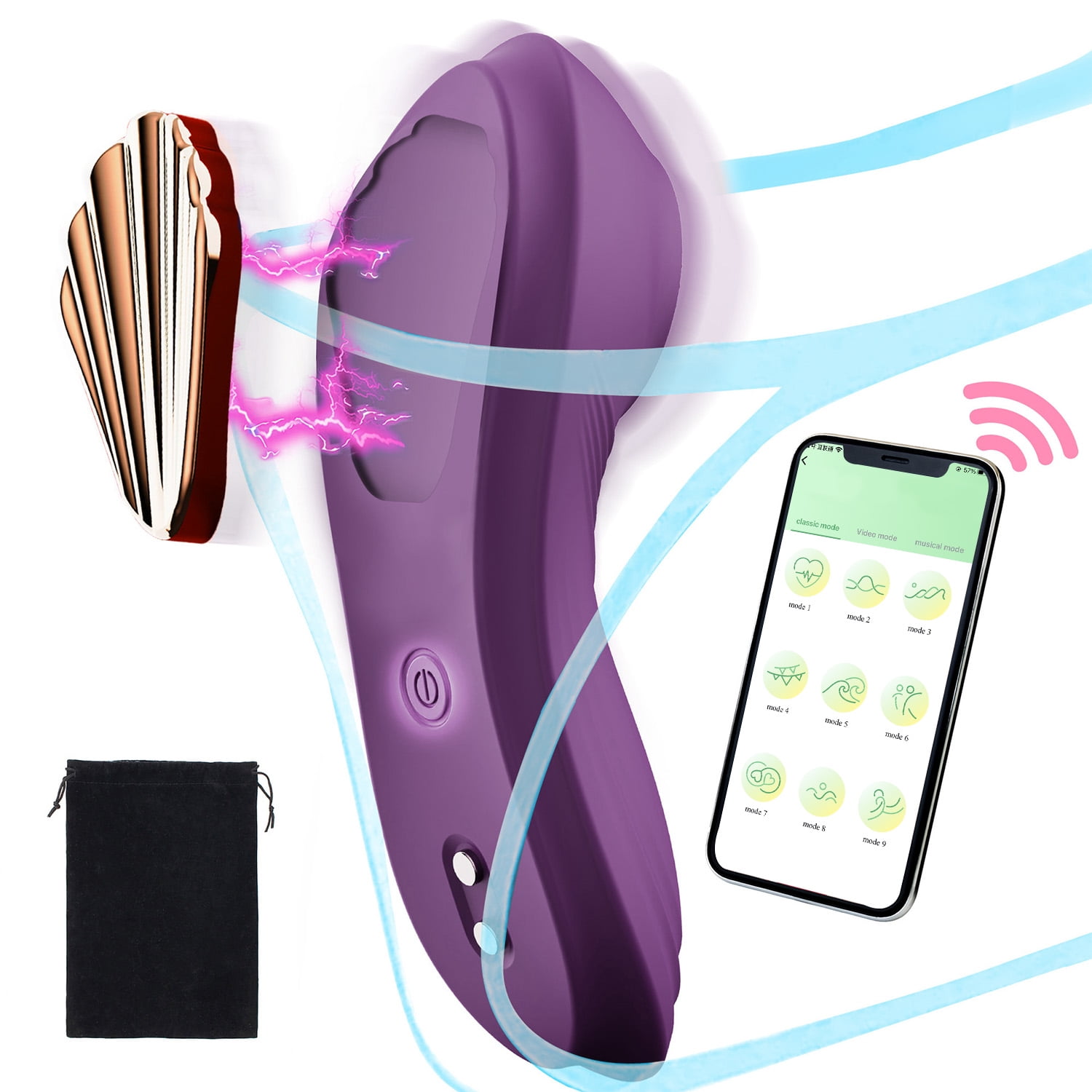 Centerel Wearable Panty Vibrator APP Remote Control Vibrator,9 Vibrations G Spot Vibrator Adult Sex Toys for Women-Purple