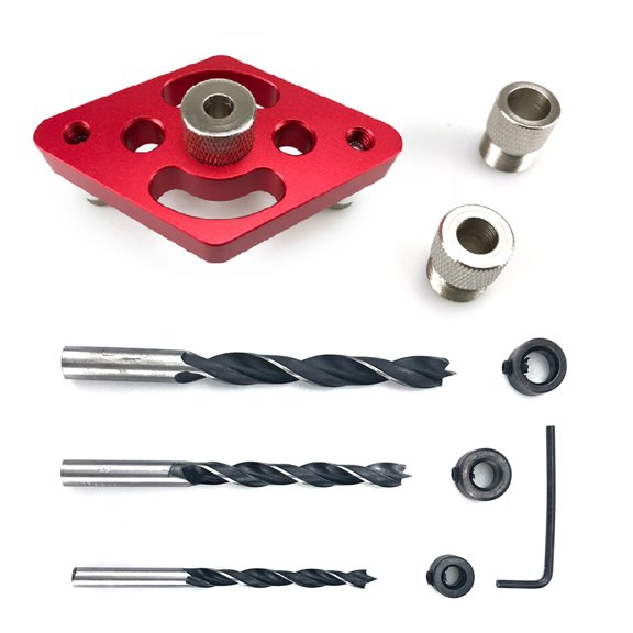 Centering Drill Guide Locator with 3pc Drill Bit(6mm,8mm,10mm) Positioner Tool for Woodworking Enthusiasts Hole