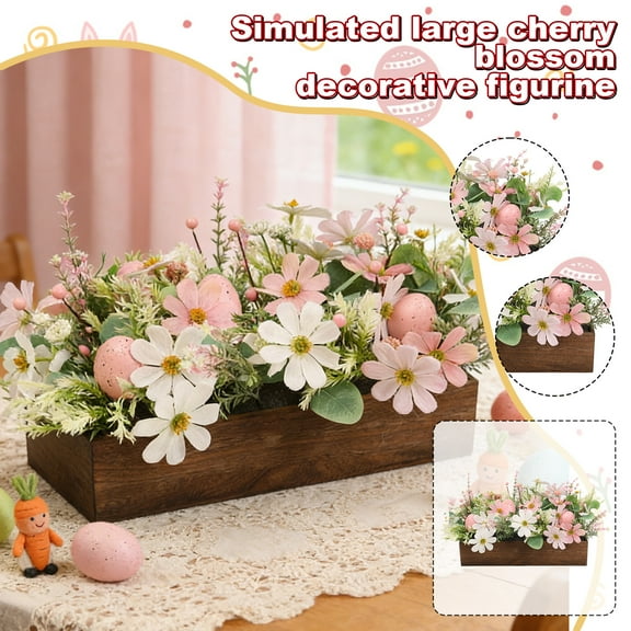 Centerpiece Table Decorations for Dining Room Farmhouse Table Centerpieces Decor Wood Tray with Easter Eggs