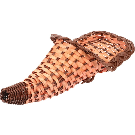 Centerpiece Thanksgiving Cornucopia Basket Bamboo Horn Storage Child