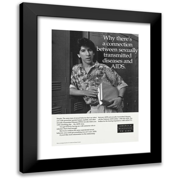 Centers for Disease Control and Prevention 11x14 Black Modern Framed Museum Art Print Titled - Why There is a Connection Between Sexually Transmitted Diseases and Aids (1991)