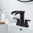 thumbnail image 1 of Sunrinx 4'' Centerset Bathroom Faucet 2-Handle Waterfall Faucet with 360° Swivel Spout, Matte Black, Lead-Free Plastic, Pop-Up Drain, 1 of 10