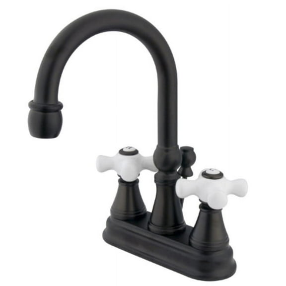 Centerset Bathroom Faucet with Double Cross Handles, Oil Rubbed Bronze