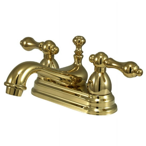 Centerset Bathroom Faucet with Double Lever Handles, Polished Brass