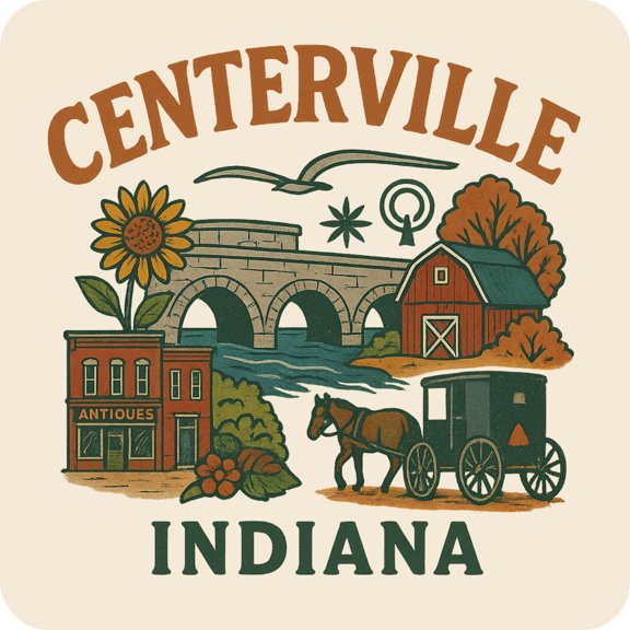 Centerville Indiana Keepsakes Souvenir Vinyl Sticker – Destination Travel Keepsake Collectible (3-Inches Wide)