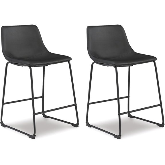 Centiar 24" Counter Height Modern Bucket Barstool, 2 Count, Black