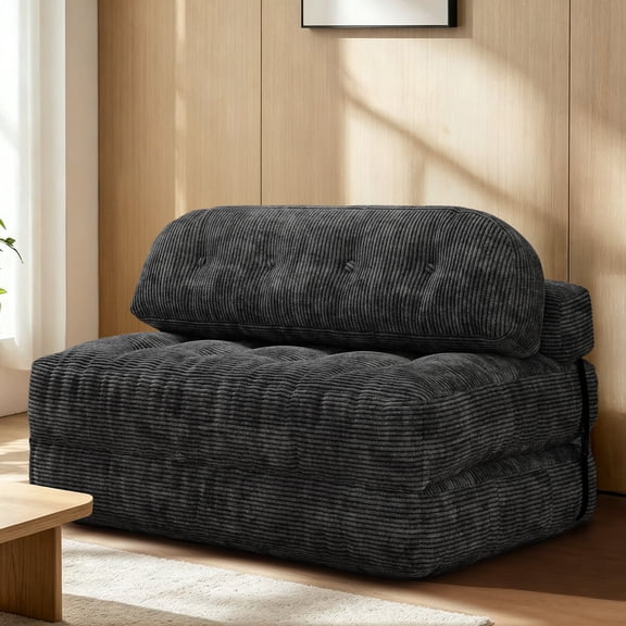 Centilab 52" Folding Sofa Bed, Convertible Sleeper Chair Couch with Pillow, Foldable Futon Mattress with Back Support, Floor Sofa Bed for Living Room Bedroom, Double, Black