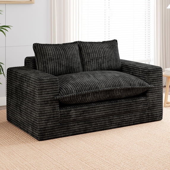 Centilab Convertible Sofa Bed, Loveseat Sleeper Sofa, 3 in 1 Folding Couch Bed with 2 Pillows, Pull Out Floor Couch for Living Room Bedroom Lounge, Black