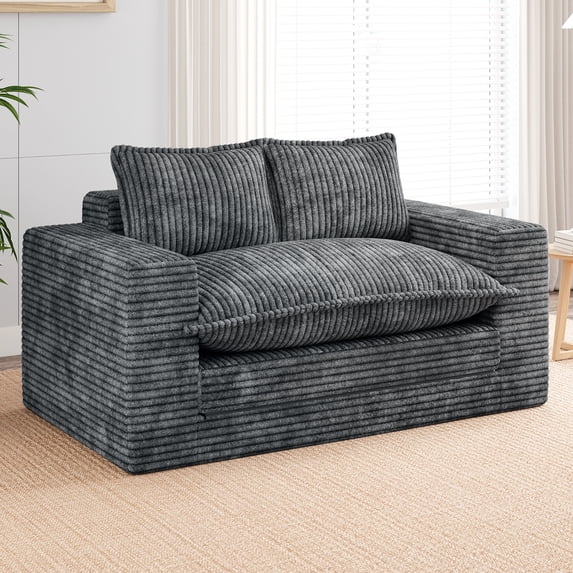 Centilab Convertible Sofa Bed, Loveseat Sleeper Sofa, 3 in 1 Folding Couch Bed with 2 Pillows, Pull Out Floor Couch for Living Room Bedroom Lounge, Gray