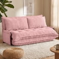 thumbnail image 1 of Centilab Convertible Folding Sofa Bed with 2 Pillows, 5 Position Adjustable Loveseat Sleeper Sofa with Armrest, Multi Functional Lounge Couch for Living Room Bedroom, Pink, 1 of 8