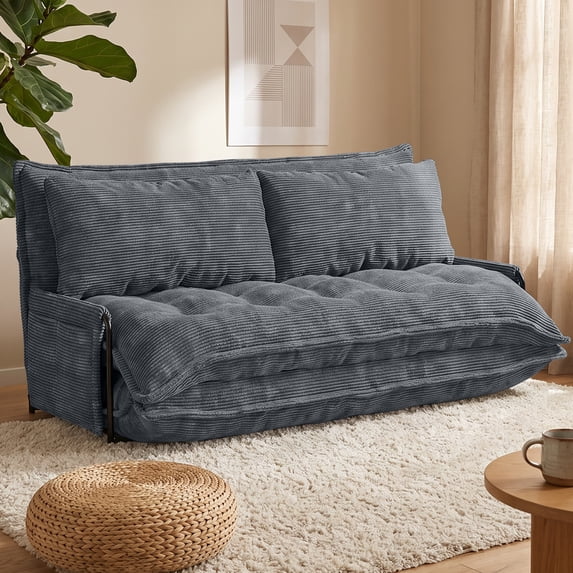Centilab Convertible Folding Sofa Bed with 2 Pillows, 5 Position Adjustable Loveseat Sleeper Sofa with Armrest, Multi Functional Lounge Couch for Living Room Bedroom, Gray