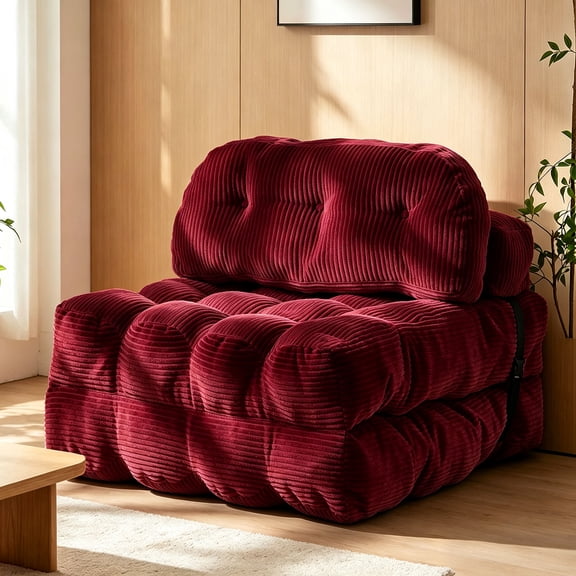 Centilab Folding Sofa Bed, Convertible Sleeper Chair with Pillow, Foldable Floor Sofa Couch, Portable Futon Mattress with Back Support for Living Room Bedroom Guest Room, Single Red