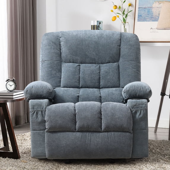 Centilab Oversize Swivel Massage Recliner Chair for Living Room, Adjustable Reclining Chair Home Theater with Convient Storage Pocket and Cup Holders,blue